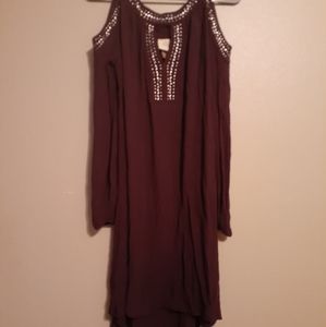 Knox Rose Long Sleeve Cold Shoulder Purple Dress
